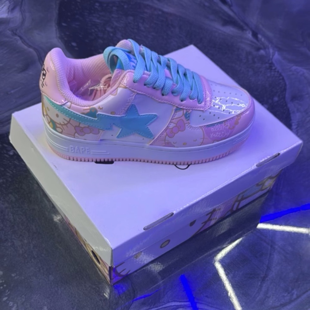 Bape Floral Pink and Blue Sneakers
